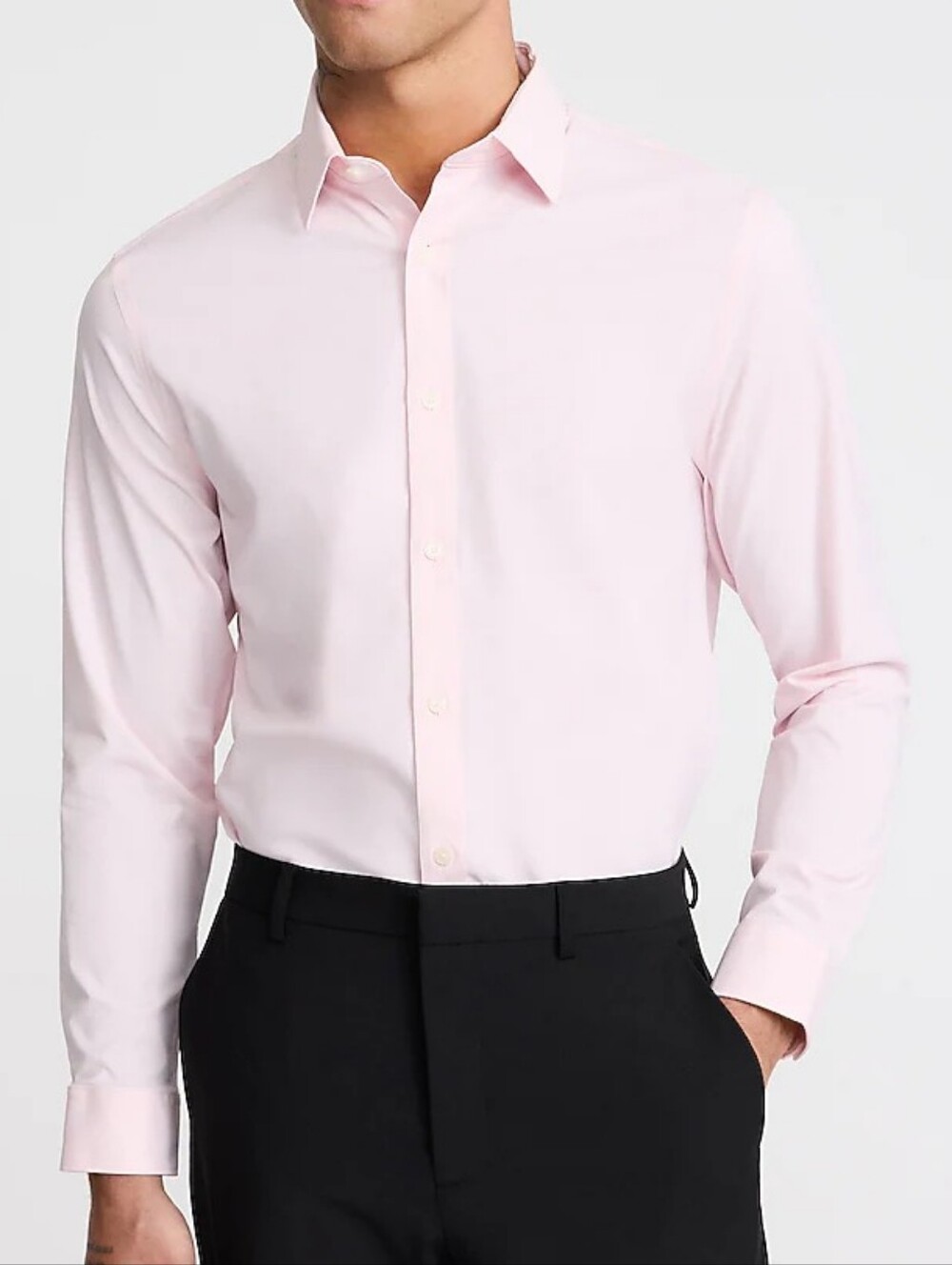 NEW Express Mens Solid Stretch 1MX Dress Shirt, Pink, Small